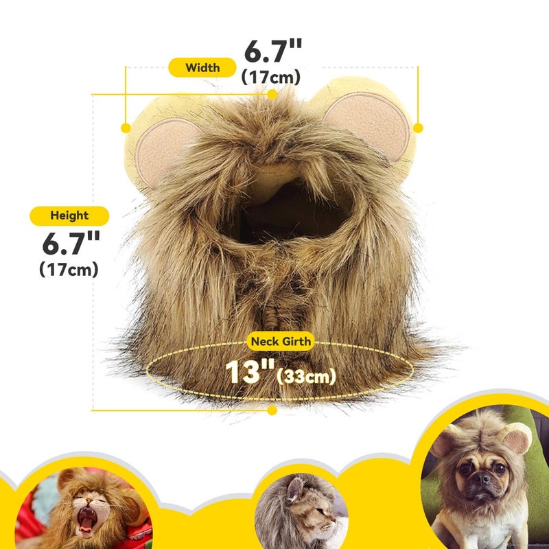 NAMSAN Lion Mane for Cat Small Dog, Halloween Cat Costume Lion Mane, Wig Lion King Hat Cosplay, Kitten Outfit for Halloween Holiday Party Activity - Image 3